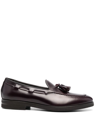 Canali Calf-leather Almond-toe Loafers In 褐色