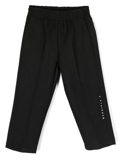 Mm6 Maison Margiela Logo-print Tapered Trousers In 黑色