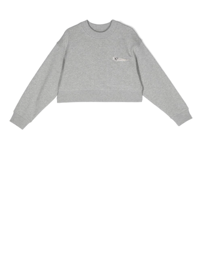 Mm6 Maison Margiela Little Kid's & Kid's Zip Crop Sweatshirt In Grey Melange