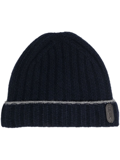 Moorer Ribbed-knit Cashmere Beanie Hat In 蓝色