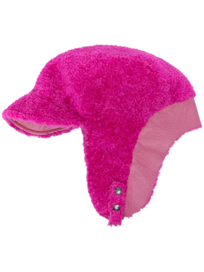 Simonetta Ravizza Aviator Shearling Hat In Pink
