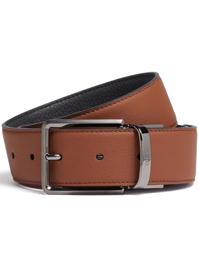Zegna Leather Reversible Belt In Brown