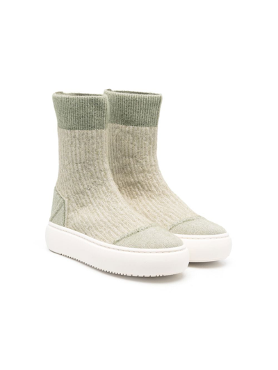 Mm6 Maison Margiela Ribbed Sock-style Sneakers In 绿色