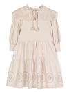 The New Society Geraldine Embroidered Midi Dress In 中性色
