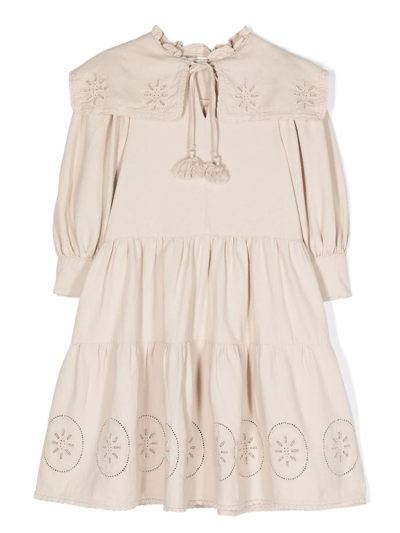 The New Society Kids' Geraldine Embroidered Midi Dress In Sand