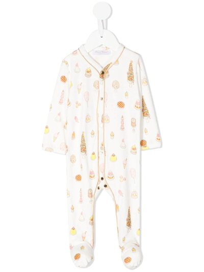 Atelier Choux Babies' Cake-print Long-sleeved Pyjamas In White
