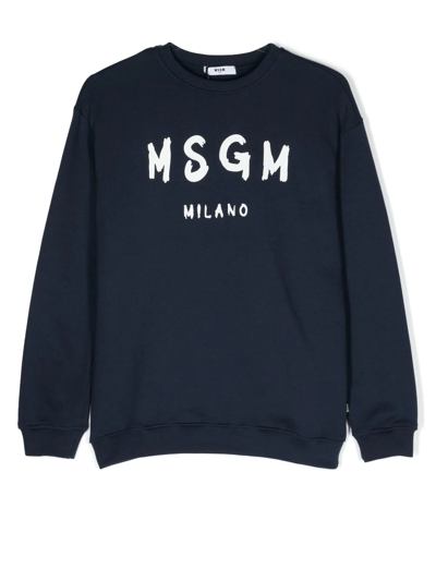 Msgm Kids' Logo-print Detail Sweatshirt In Blue