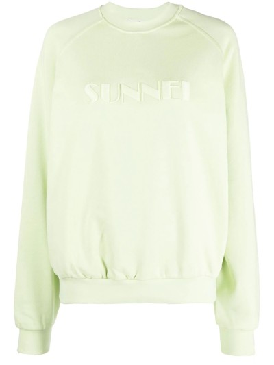 Sunnei Embroidered-logo Detail Sweatshirt In Green