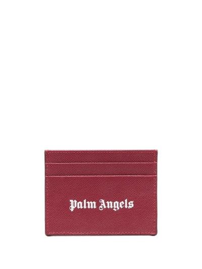 Palm Angels Gothic Logo-print Cardholder In Red