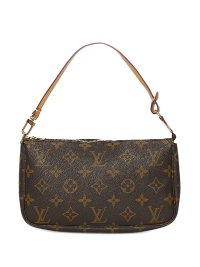 Pre-owned Louis Vuitton 2001  Monogram Pochette Accessoires Handbag In 褐色