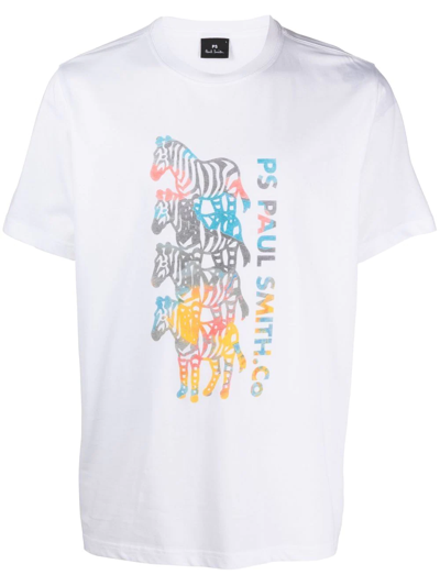 Ps By Paul Smith Logo-print Detail T-shirt In White