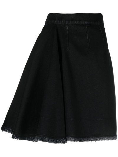 Alexander Mcqueen Asymmetric Mini Denim Skirt In Schwarz
