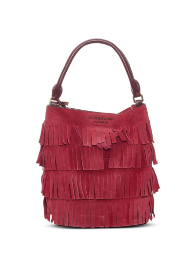 Pre-owned Burberry Fringed Bucket Bag In Red