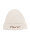 Pinko Teen Embroidered-logo Knitted Beanie In Neutrals