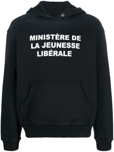 Liberal Youth Ministry Logo-print Cotton Hoodie In 黑色