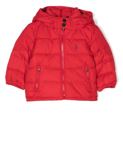 Ralph Lauren Babies' Logo-embroidered Padded Coat In Rosso