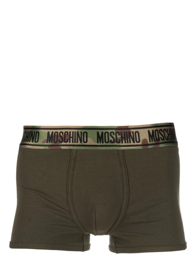 Moschino Camouflage-print Logo Boxers In 绿色