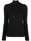 Frame Ribbed Turtleneck Top In 黑色