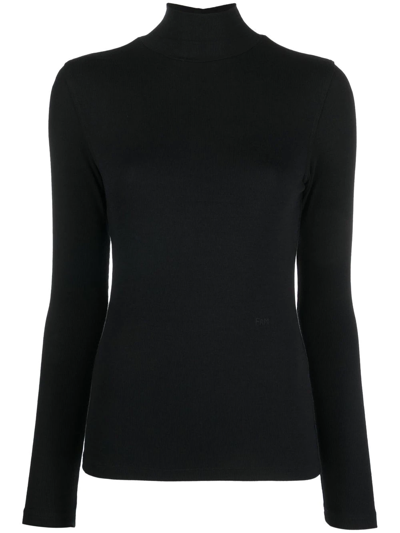 Frame Fine Ribbed Jumper In Black