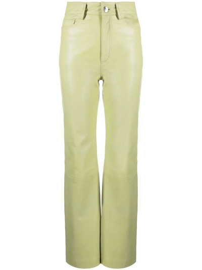 Remain Straight-leg Leather Trousers In Green