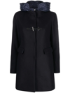 Fay Dark Blue Nylon Blend Hooded Jacket In Black