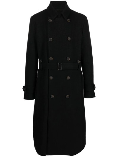 Forme D'expression Belted Double-breasted Trench Coat In 黑色