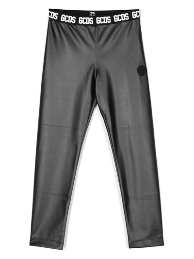 Gcds Logo-waistband Straight Trousers In Black