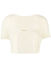 Jacquemus Cropped Open Logo-front Cardigan In Off White