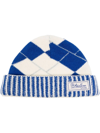 Ader Error Argyle-knit Beanie Hat In 蓝色