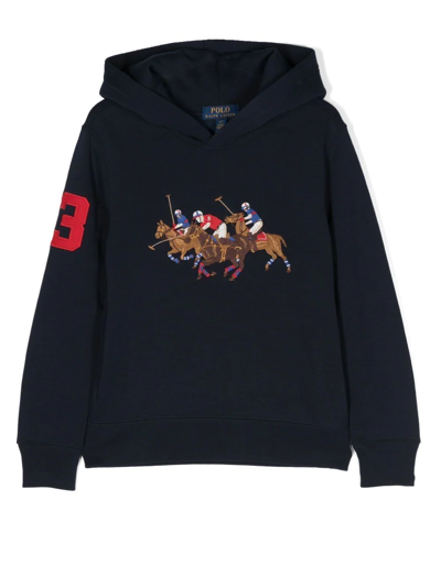 Ralph Lauren Graphic-embroidery Hoodie In 蓝色