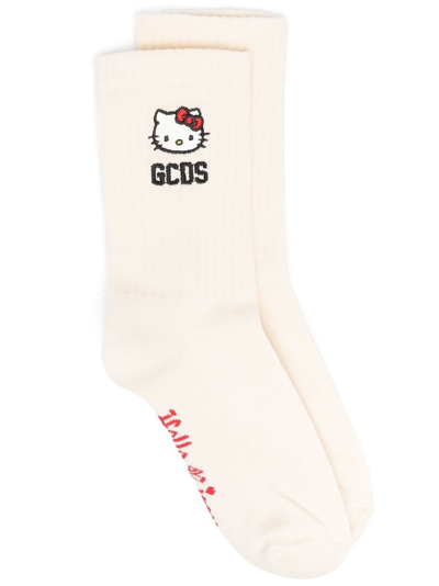Gcds X Hello Kitty Ribbed Socks In Yellow Cream