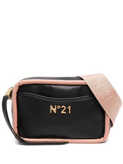 N°21 Black Calf Leather Crossbody Bag In Nero+rosa