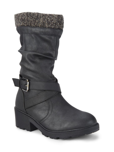 Dolce Vita Kids' Girl's Nicky Belted Suede Mid Calf Boots In Black