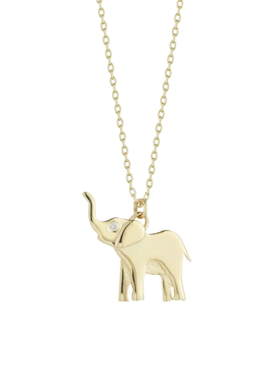 Saks Fifth Avenue Women's 14k Yellow Gold & 0.05 Tcw Diamond Elephant Pendant Necklace