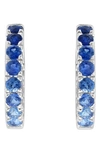 Effy 14k White Gold Natural Sapphire Hoop Earrings In Blue
