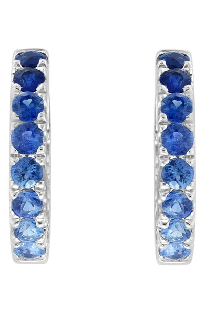 Effy 14k White Gold Natural Sapphire Hoop Earrings In Blue