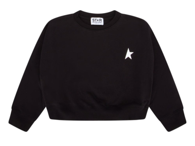 Golden Goose Kids' Little Girl's & Girl's Star Crewneck Crop Sweatshirt In Black/white