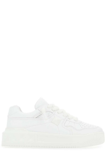 Valentino Garavani Xl One Stud Leather Sneakers In White