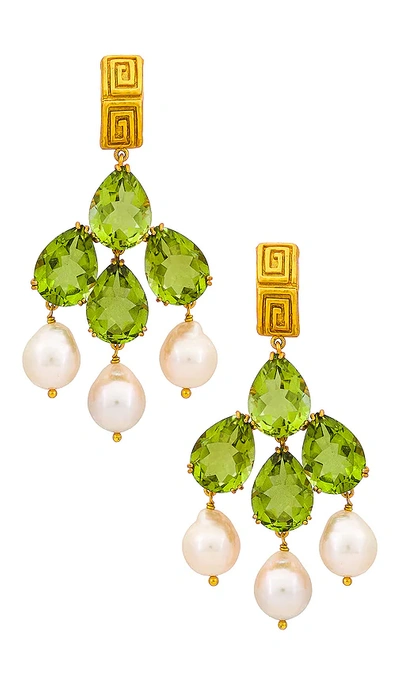 Valére Women's Mykonos 24k Gold-plated Tourmaline Quartz Pearl Earrings In Green