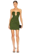 Camila Coelho Rayna Mini Dress In Black & Green