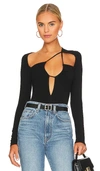 Superdown Aranza Ruched Bodysuit In Black