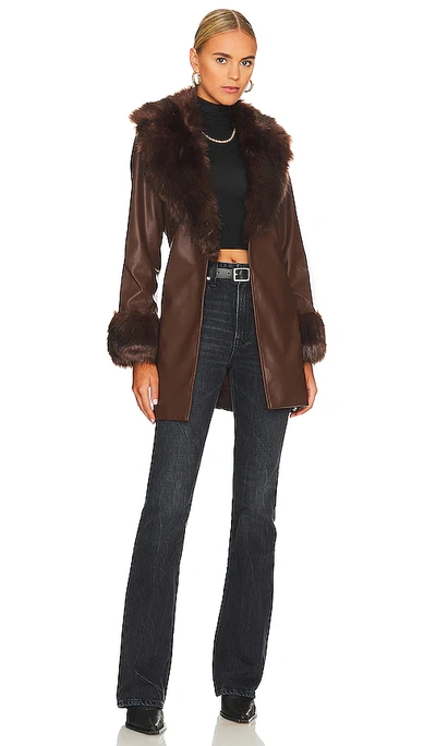Show Me Your Mumu Penny Lane Faux Leather Jacket In Chocolate