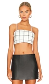 Alice And Olivia Pearle Spaghetti Strap Bustier In Off White & Black