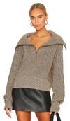 Varley Mentone Half Zip In Dark Olive Speckle