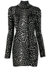 Roberto Cavalli Animalier Jacquard Knit Mini Dress In Black