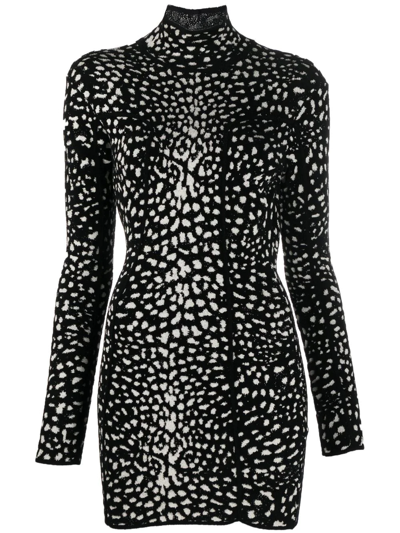 Roberto Cavalli Leopard Jacquard Mini Dress In Multicolour