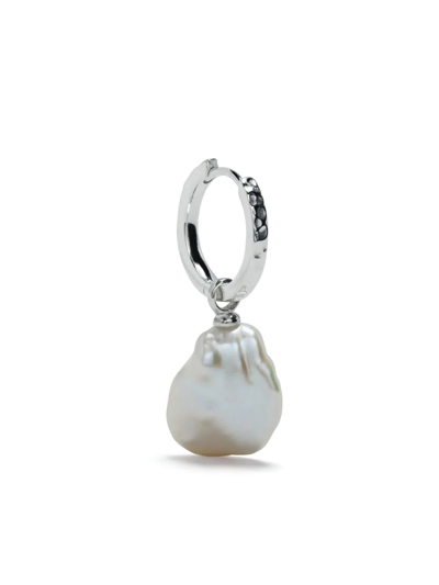 Dower & Hall Pear-pendant Hoop Earring In Silver