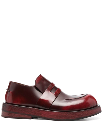 Marsèll Polished-finish Leather Loafers In Rot