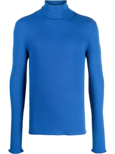 Acne Studios Ribbed-knit Roll-neck Jumper In Blue