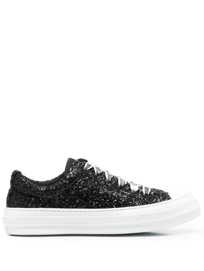 Love Moschino Glitter Low-top Sneakers In Black